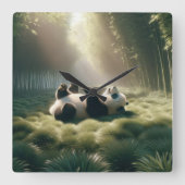 Panda Bear in Sunshine Quadratische Wanduhr (Vorderseite)