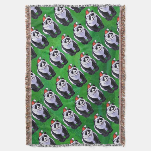 Panda Bear in Weihnachtsmannmütze auf Green Decke (Vorderseite Vertikal)
