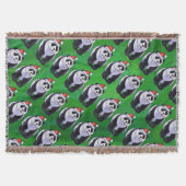 Panda Bear in Weihnachtsmannmütze auf Green Decke (Vorderseite)