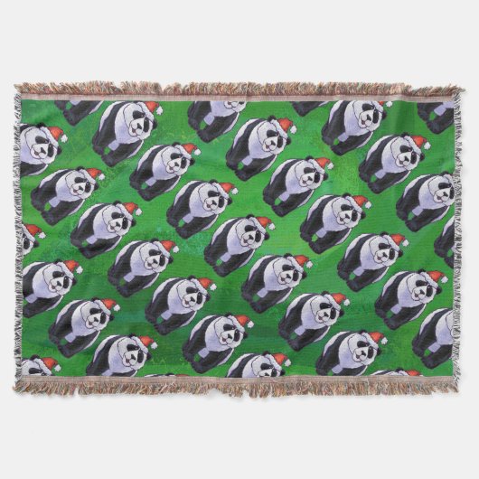Panda Bear in Weihnachtsmannmütze auf Green Decke (Vorderseite)