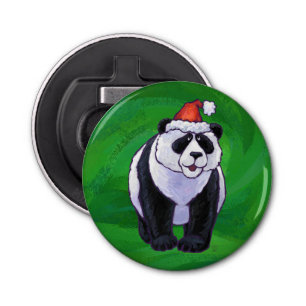 Panda Bear in Weihnachtsmannmütze auf Green Flaschenöffner