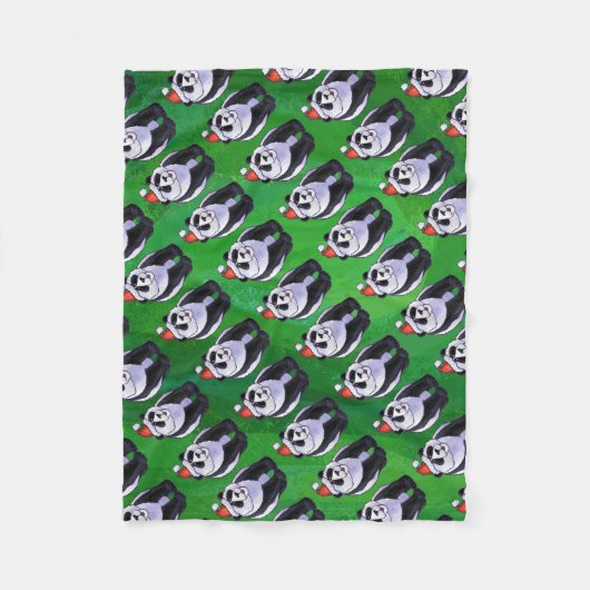Panda Bear in Weihnachtsmannmütze auf Green Fleecedecke (Vorderseite)