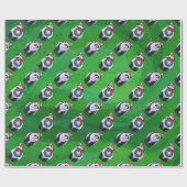 Panda Bear in Weihnachtsmannmütze auf Green Geschenkpapier (Flach)