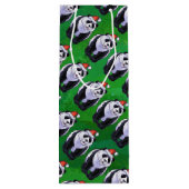 Panda Bear in Weihnachtsmannmütze auf Green Geschenktüte Für Weinflaschen (Rückseite)