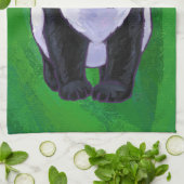 Panda Bear in Weihnachtsmannmütze auf Green Geschirrtuch (Gefaltet)