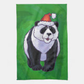 Panda Bear in Weihnachtsmannmütze auf Green Geschirrtuch (Vertikal)
