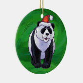 Panda Bear in Weihnachtsmannmütze auf Green Keramik Ornament (Rechts)
