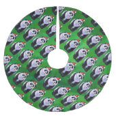 Panda Bear in Weihnachtsmannmütze auf Green Polyester Weihnachtsbaumdecke (Vorderseite)