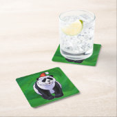 Panda Bear in Weihnachtsmannmütze auf Green Rechteckiger Pappuntersetzer (Vor Ort)