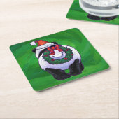 Panda Bear in Weihnachtsmannmütze auf Green Rechteckiger Pappuntersetzer (angewinkelt)