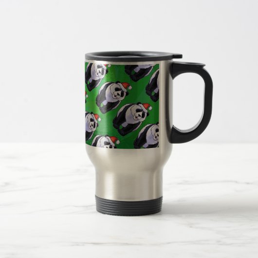 Panda Bear in Weihnachtsmannmütze auf Green Reisebecher (Rechts)