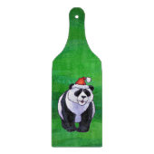 Panda Bear in Weihnachtsmannmütze auf Green Schneidebrett (Vorderseite)