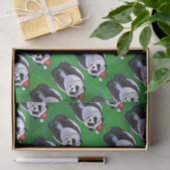 Panda Bear in Weihnachtsmannmütze auf Green Seidenpapier (Geschenk)