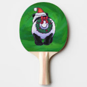 Panda Bear in Weihnachtsmannmütze auf Green Tischtennis Schläger (Rückseite)