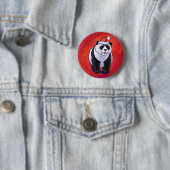 Panda Bear in Weihnachtsmannmütze auf Rot Button (Beispiel)