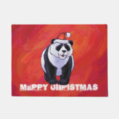 Panda Bear in Weihnachtsmannmütze auf Rot Fußmatte (Vorderseite)