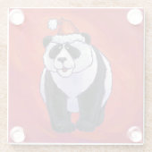 Panda Bear in Weihnachtsmannmütze auf Rot Glasuntersetzer (Rückseite)