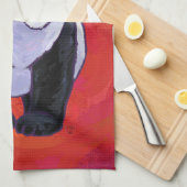 Panda Bear in Weihnachtsmannmütze auf Rot Küchentuch (Viertel Falte)