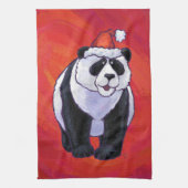 Panda Bear in Weihnachtsmannmütze auf Rot Küchentuch (Vertikal)