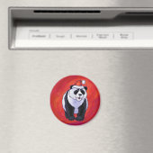 Panda Bear in Weihnachtsmannmütze auf Rot Magnet (In Situ (Geschirrspüler))
