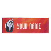 Panda Bear in Weihnachtsmannmütze auf Rot Namenschild (Vorderseite)