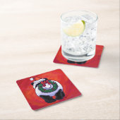 Panda Bear in Weihnachtsmannmütze auf Rot Rechteckiger Pappuntersetzer (Vor Ort)