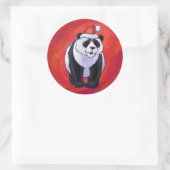 Panda Bear in Weihnachtsmannmütze auf Rot Runder Aufkleber (Tasche)