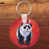 Panda Bear in Weihnachtsmannmütze auf Rot Schlüsselanhänger (Vorderseite)