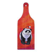 Panda Bear in Weihnachtsmannmütze auf Rot Schneidebrett (Vorderseite)
