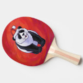 Panda Bear in Weihnachtsmannmütze auf Rot Tischtennis Schläger (Seitenansicht)
