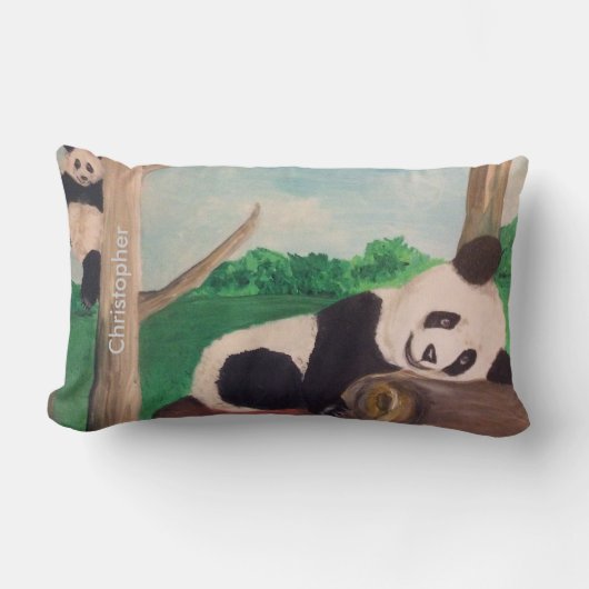 Panda Bear Kids Geschenkkissen personalisieren Lendenkissen (Vorderseite)