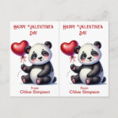 Panda Bear Kid's Valentine Party Card Postkarte (Vorderseite)
