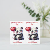 Panda Bear Kid's Valentine Party Card Postkarte (Stehend Vorderseite)