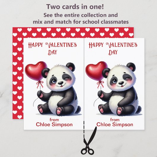 Panda Bear Kid's Valentine Party Card Postkarte