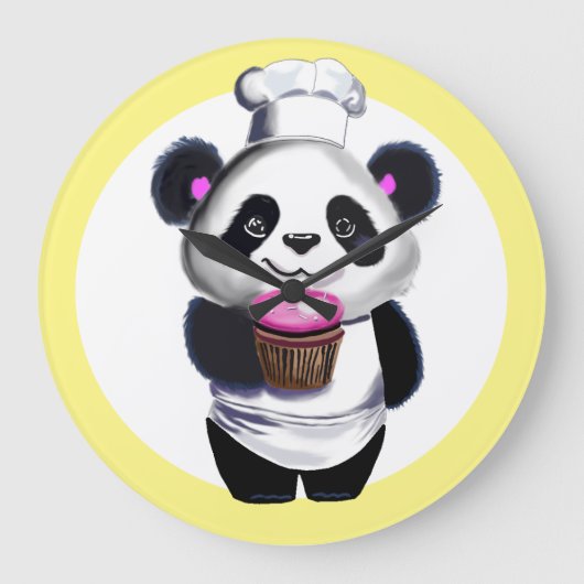 Panda Bear Kinderzimmer Clock Große Wanduhr (Vorderseite)