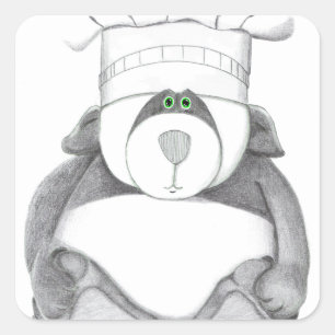 Panda Bear Koch Picture Quadratischer Aufkleber