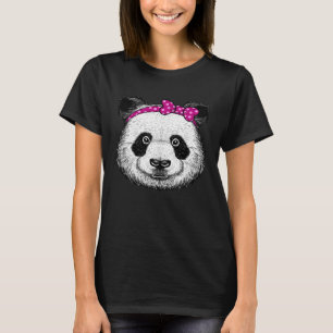 Panda Bear Lady Panda Bear Girl Motif Sweet Pink T-Shirt