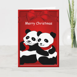 Panda Bear Liebe Couple Frohe Weihnachtsgrüße Feiertagskarte