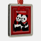 Panda Bear Liebe Couple Weihnachten Ornament Aus Metall (Rechts)