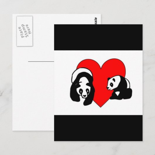Panda Bear Liebe Postkarte (Vorne/Hinten)