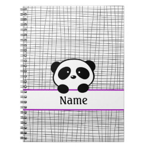 Panda Bear Lila und Black Personalisiert Notebook Notizblock