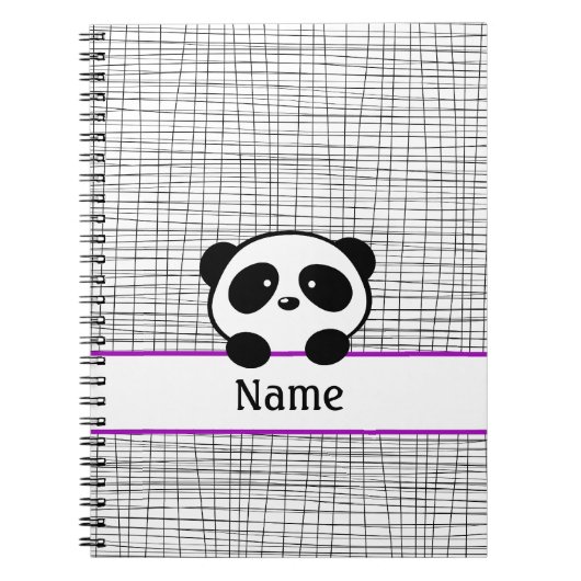 Panda Bear Lila und Black Personalisiert Notebook Notizblock (Vorderseite)