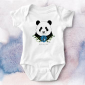 Panda Bear Lotus Blume Blue Baby Strampler