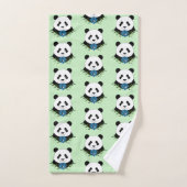 Panda Bear Lotus Blume Blue Badhandtuch Set (Handtuch)