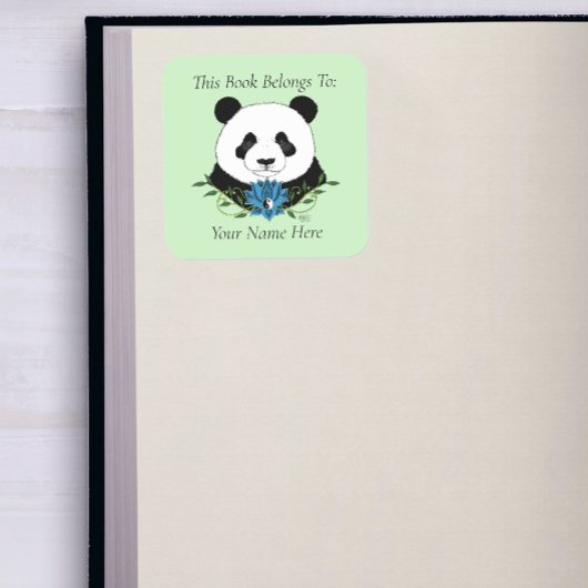 Panda Bear Lotus Blume Blue Buchzeichen Quadratischer Aufkleber