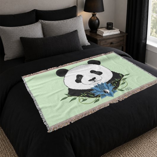 Panda Bear Lotus Blume Blue Decke