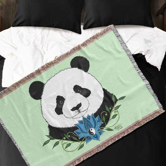 Panda Bear Lotus Blume Blue Decke