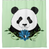 Panda Bear Lotus Blume Blue Duschvorhang (Vorderseite)