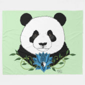 Panda Bear Lotus Blume Blue Fleecedecke (Vorderseite (Horizontal))