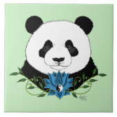Panda Bear Lotus Blume Blue Fliese (Vorderseite)